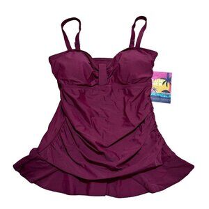 SUMMER Brand NWT Womens Size 6 Berry Red‎ Tankini Top